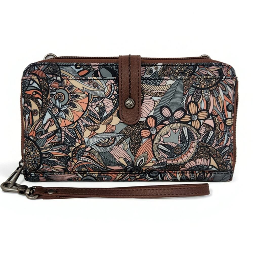Sakroots Artist Circle Large Smartphone Crossbody Wallet Multi Floral Canvas - Picture 2 of 5